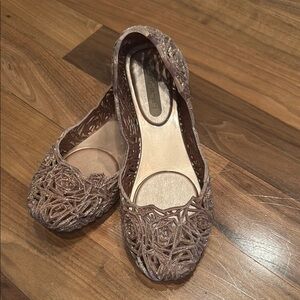 Melissa Pink Flats with Intricate Cutout Design